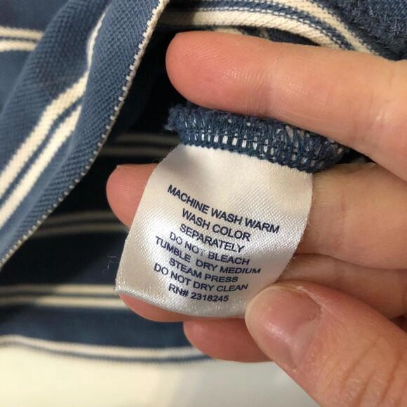 Vineyard Vines Navy Striped Short Sleeve Polo Shirt Medium - Picture 3 of 6